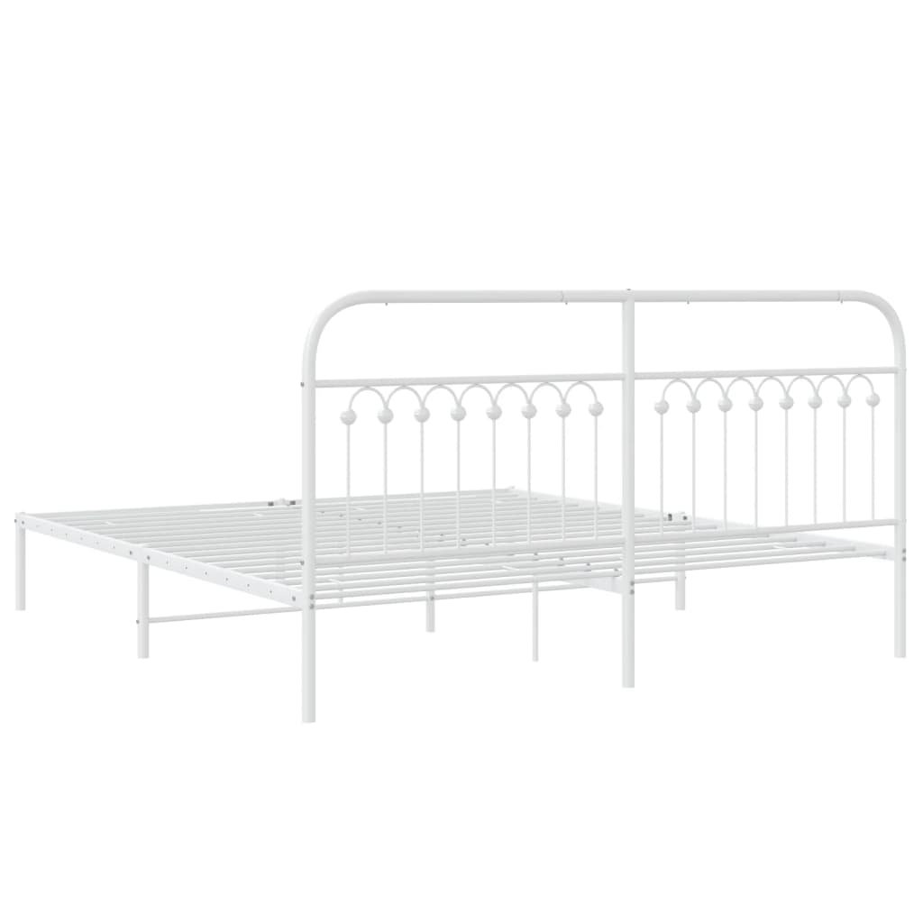 Bed frame with headboard metal white 183x213 cm