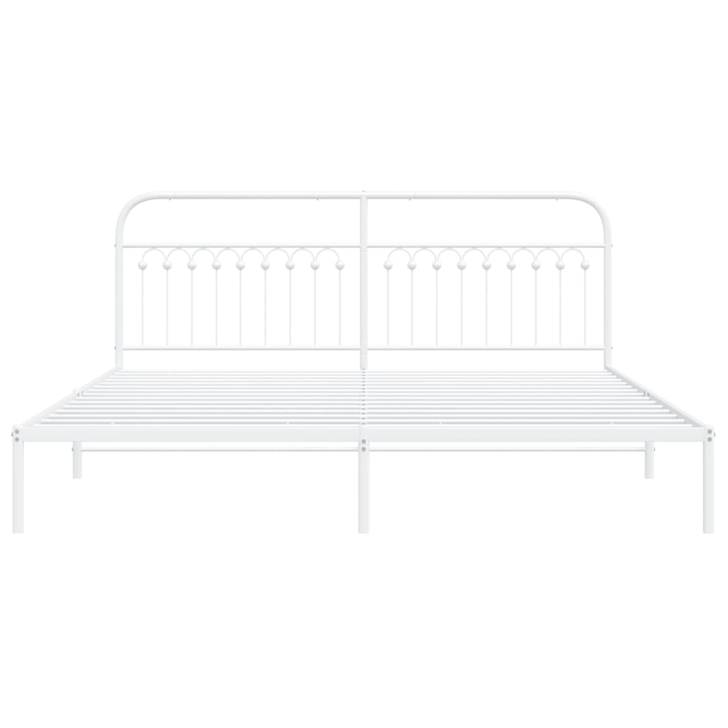 Bed frame with headboard metal white 193x203 cm