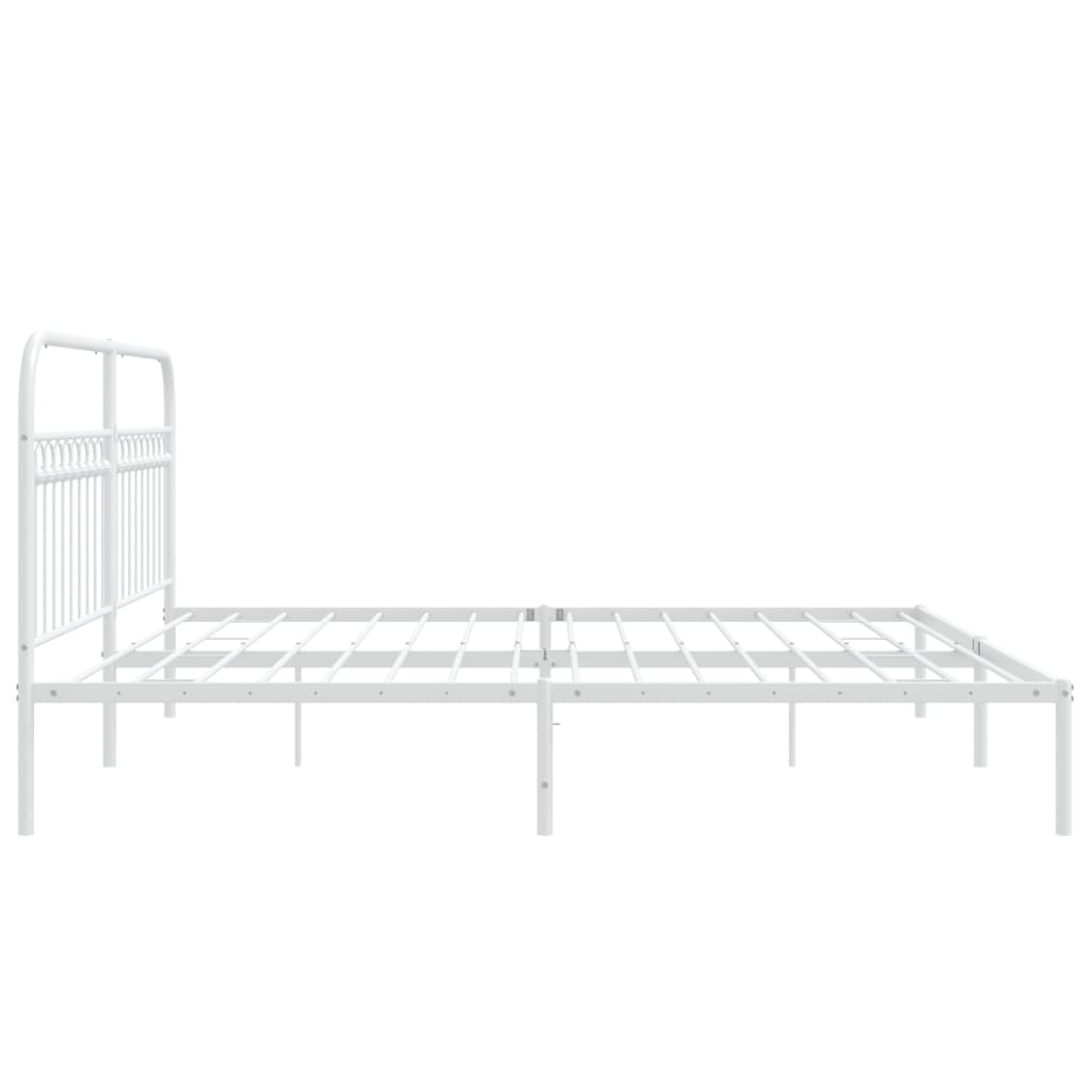 Bed frame with headboard metal white 193x203 cm