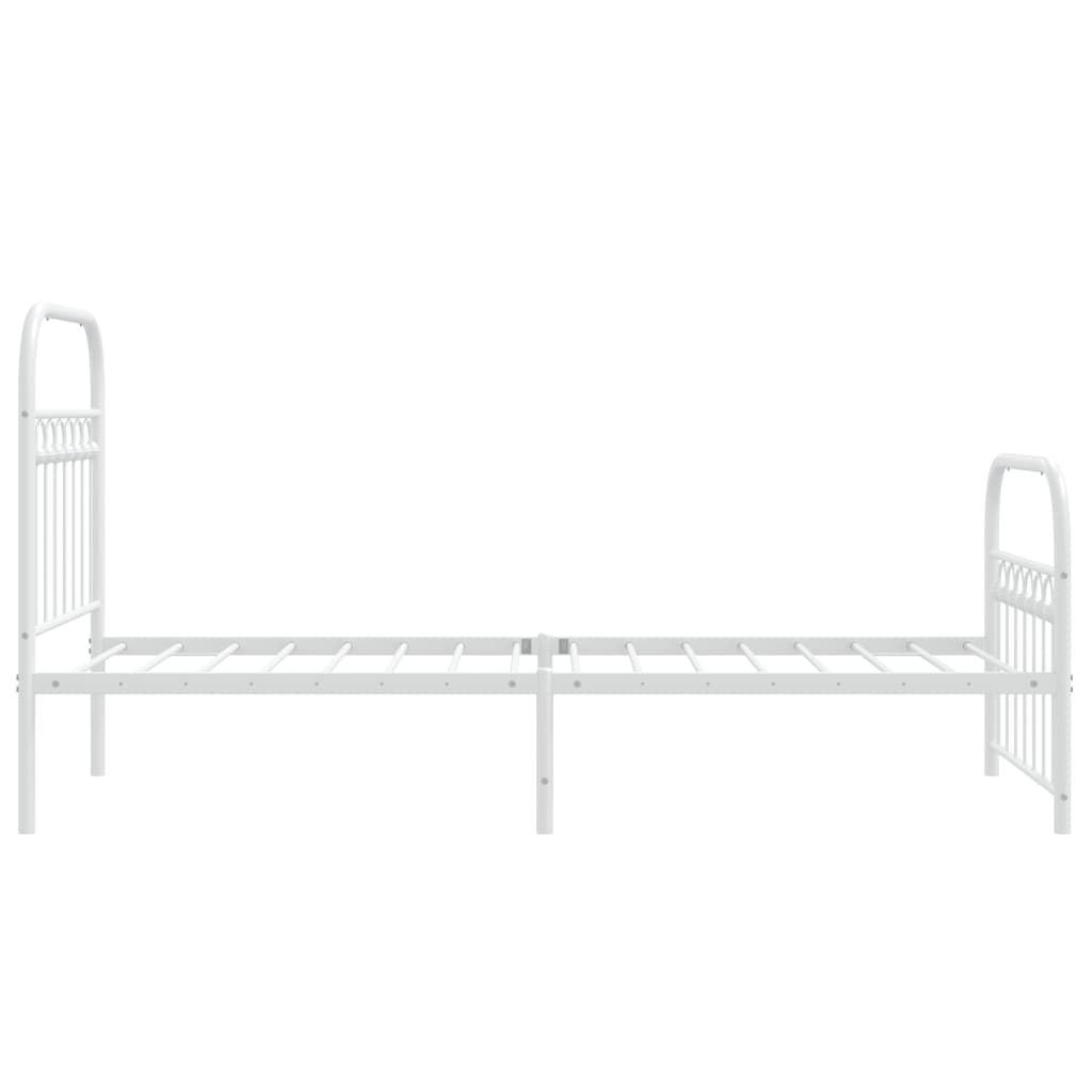 Bed frame with head and footboard metal white 75x190 cm