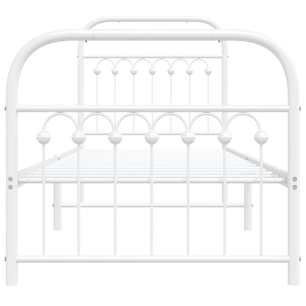 Bed frame with head and footboard metal white 80x200 cm