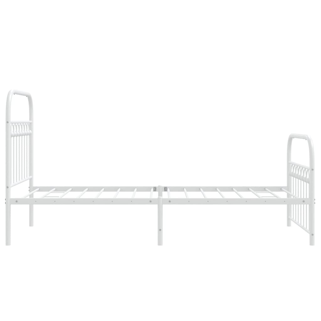 Bed frame with head and footboard metal white 90x200 cm
