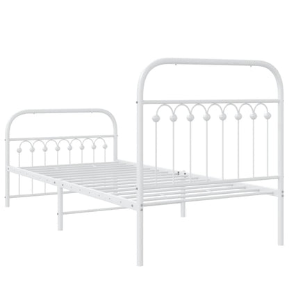 Bettgestell mit Kopf- und Fußteil Metall Weiß 90x200 cm