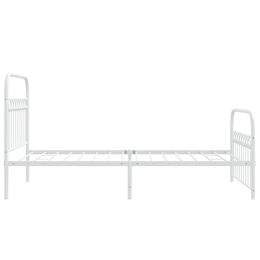 Bed frame with head and footboard metal white 100x190 cm