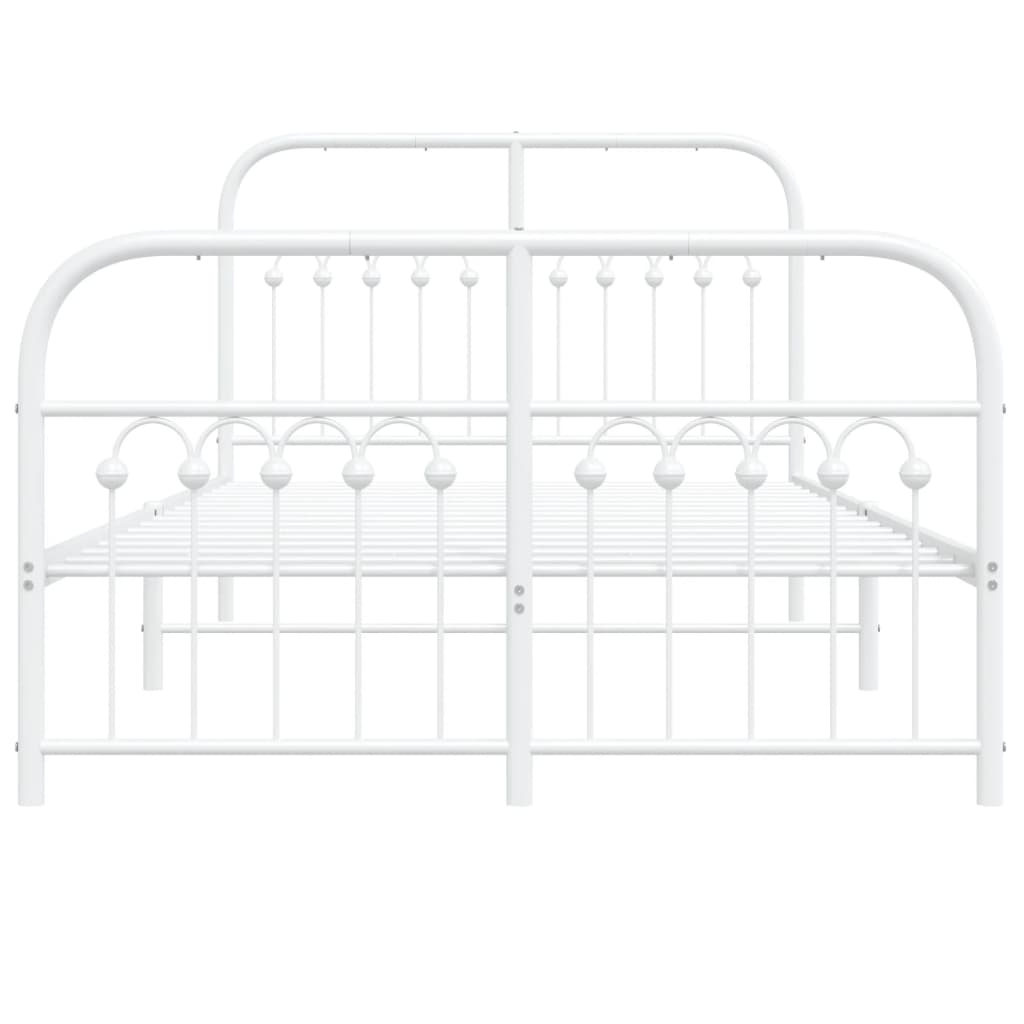Bed frame with head and footboard metal white 120x190 cm