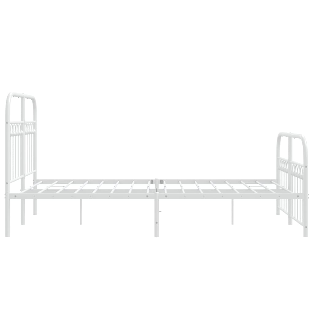 Bed frame with head and footboard metal white 120x190 cm