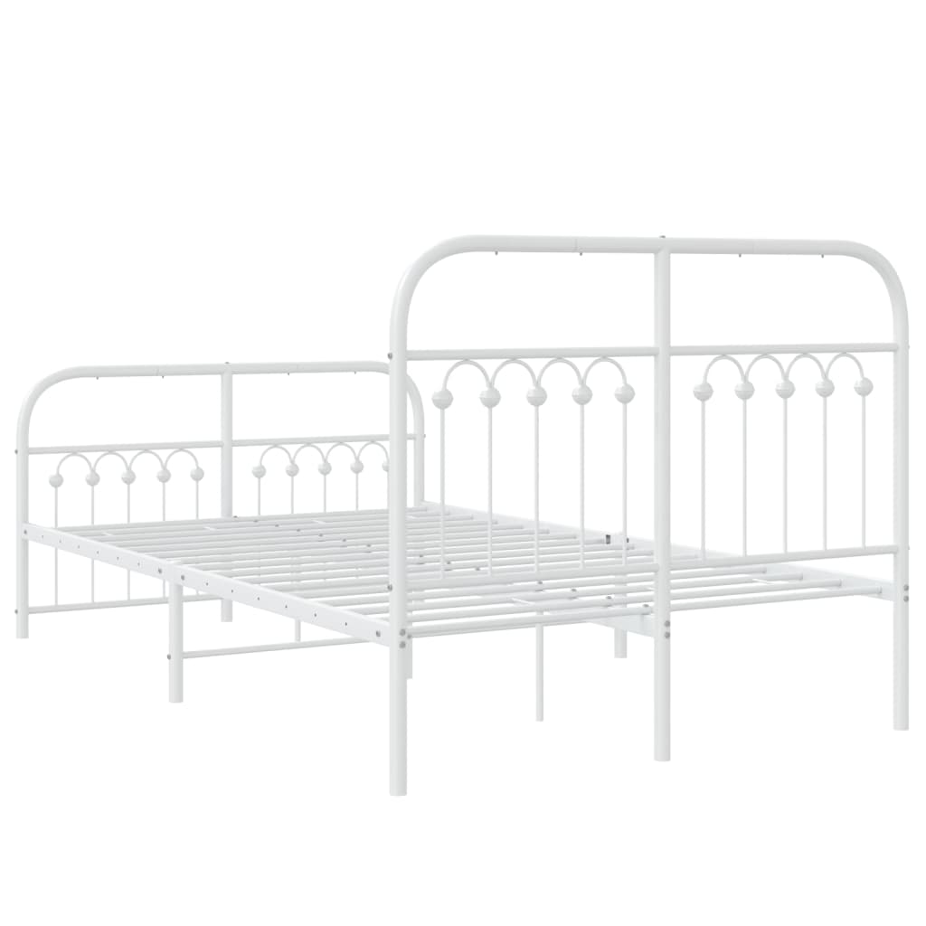Bed frame with head and footboard metal white 120x190 cm