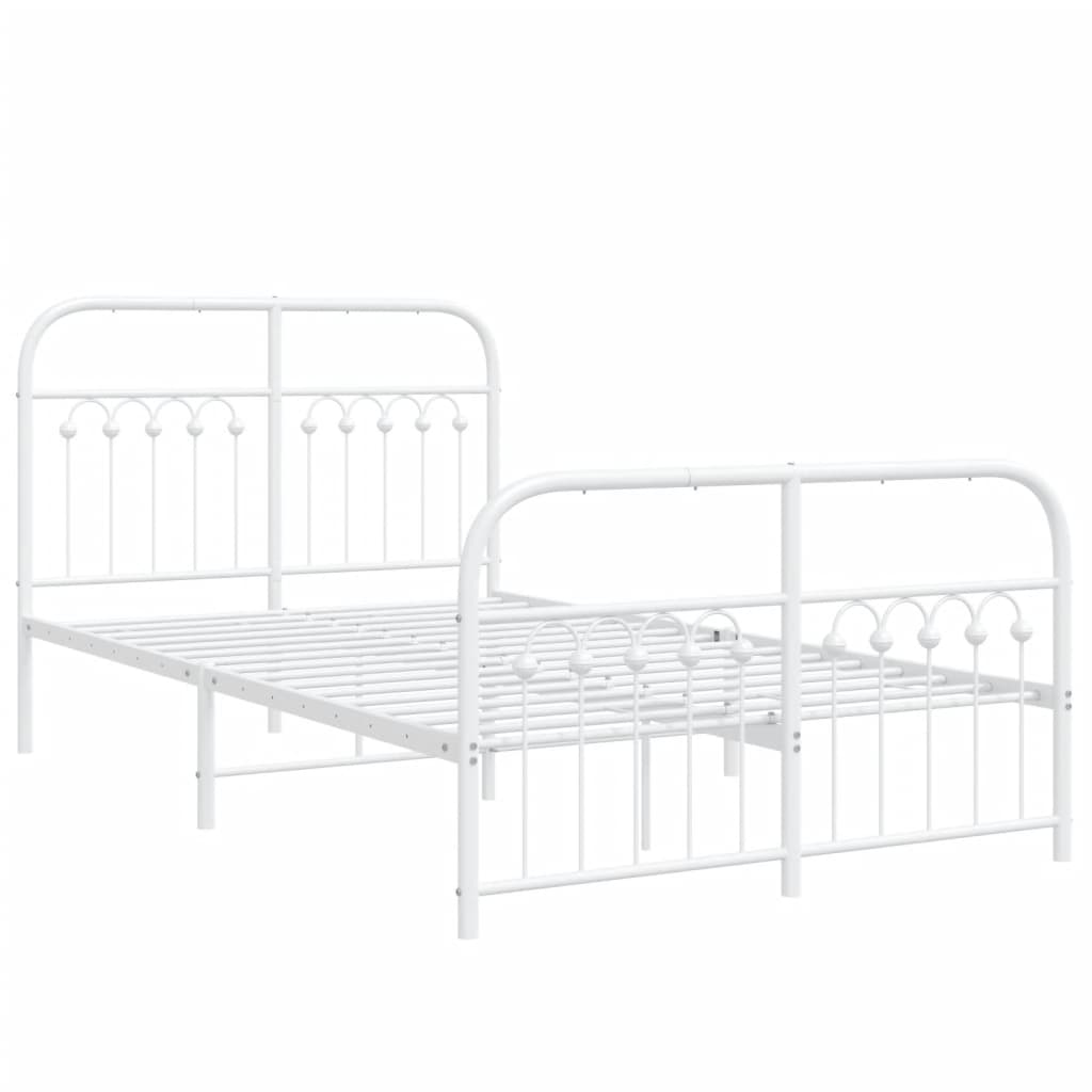 Bed frame with head and footboard metal white 120x200 cm
