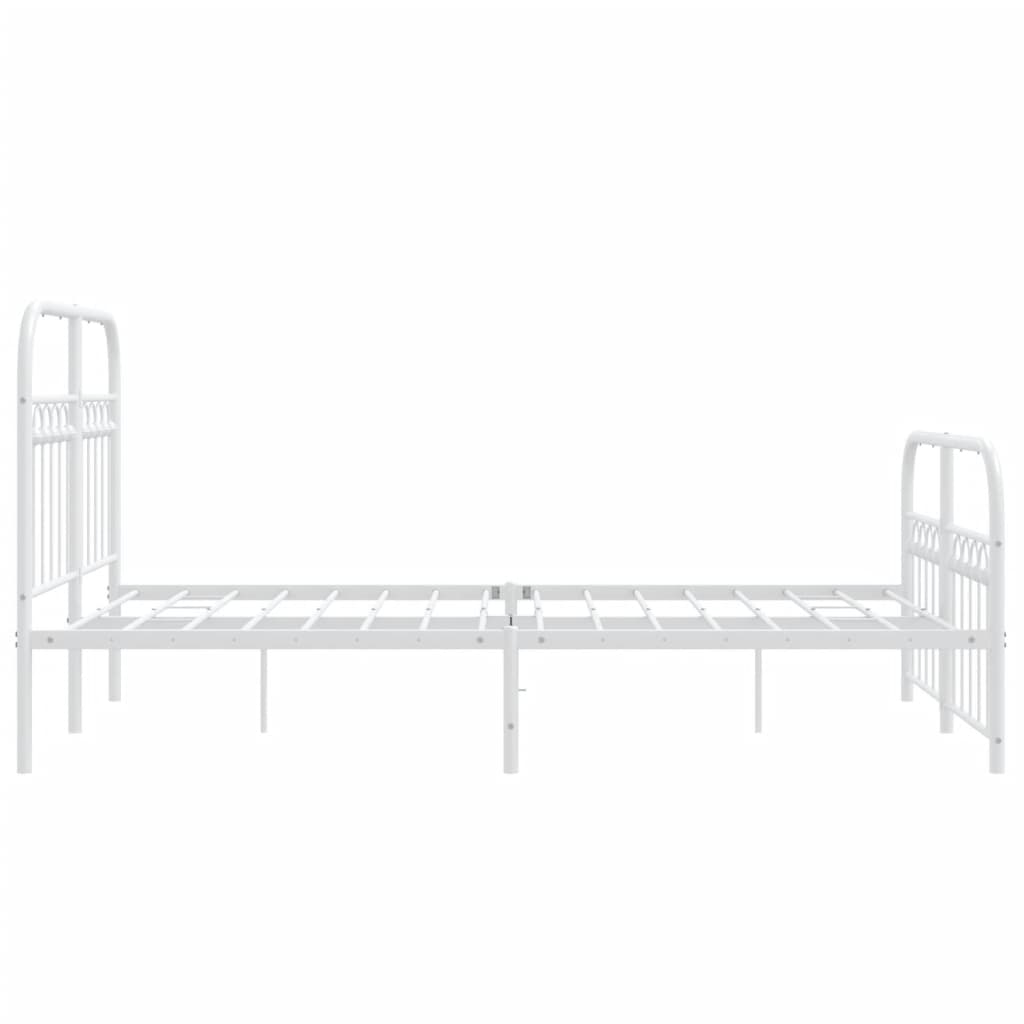 Bed frame with head and footboard metal white 120x200 cm