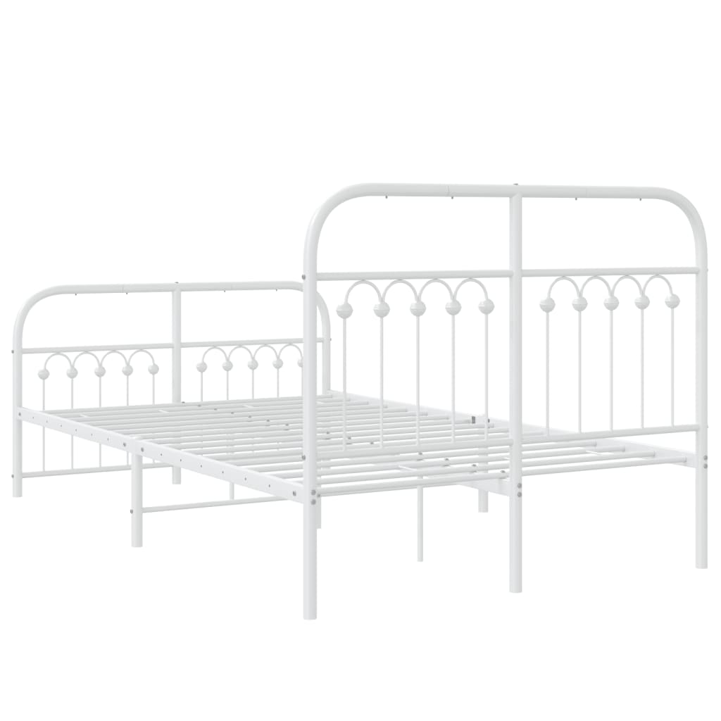 Bed frame with head and footboard metal white 120x200 cm