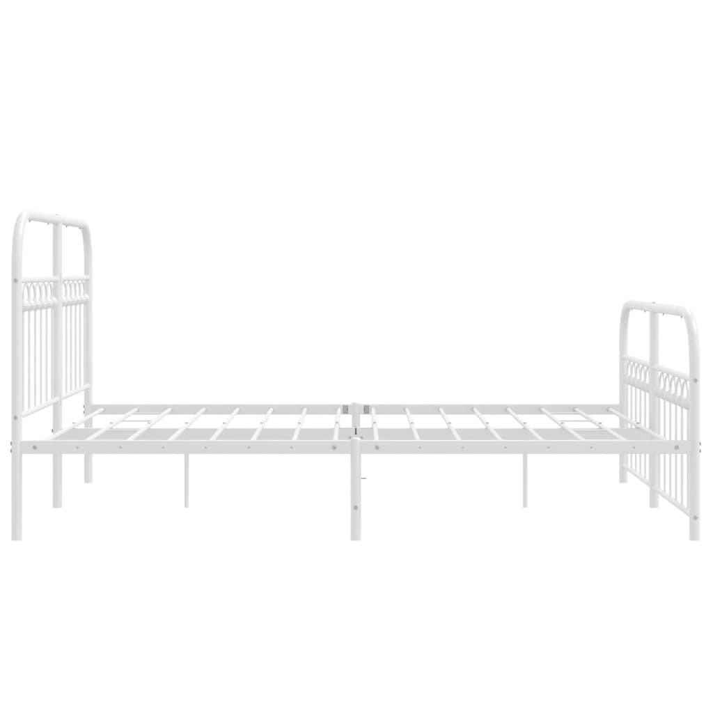 Bed frame with head and footboard metal white 137x190 cm