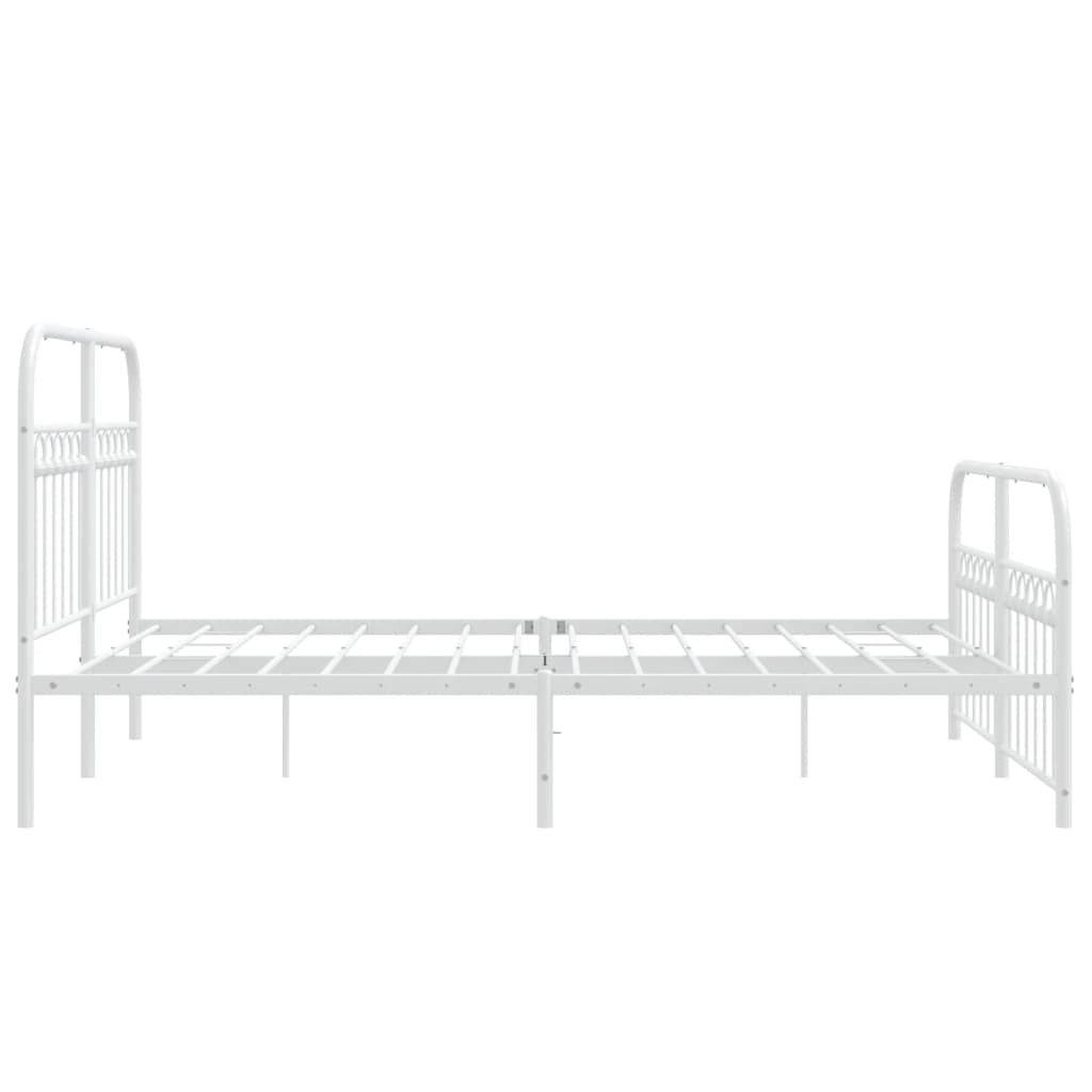 Bed frame with head and footboard metal white 140x190 cm