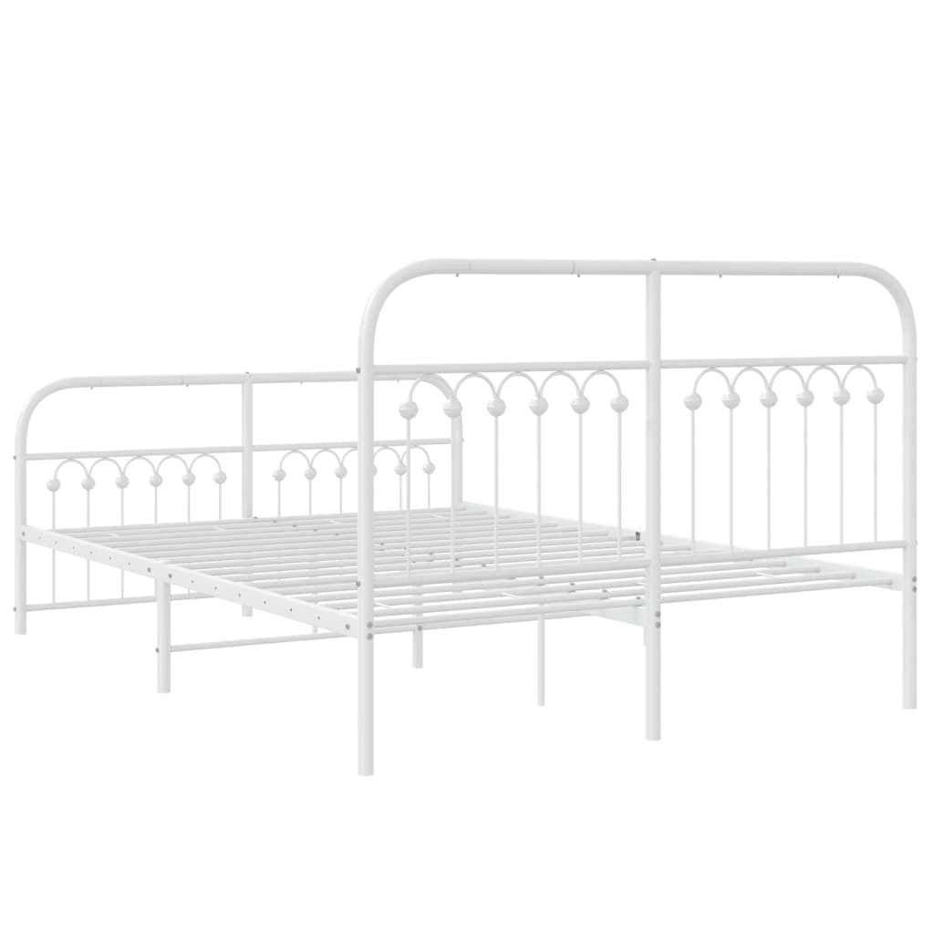 Bed frame with head and footboard metal white 140x190 cm