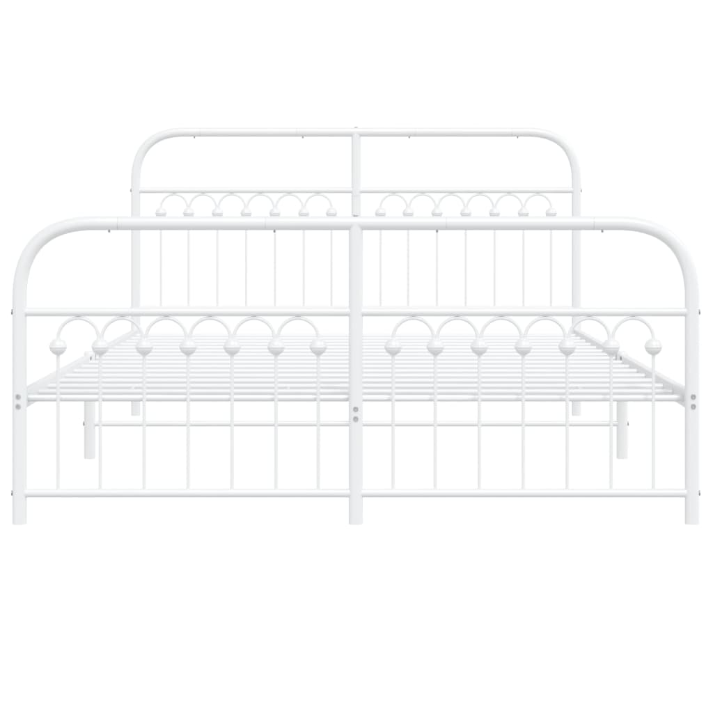 Bed frame with head and footboard metal white 150x200 cm