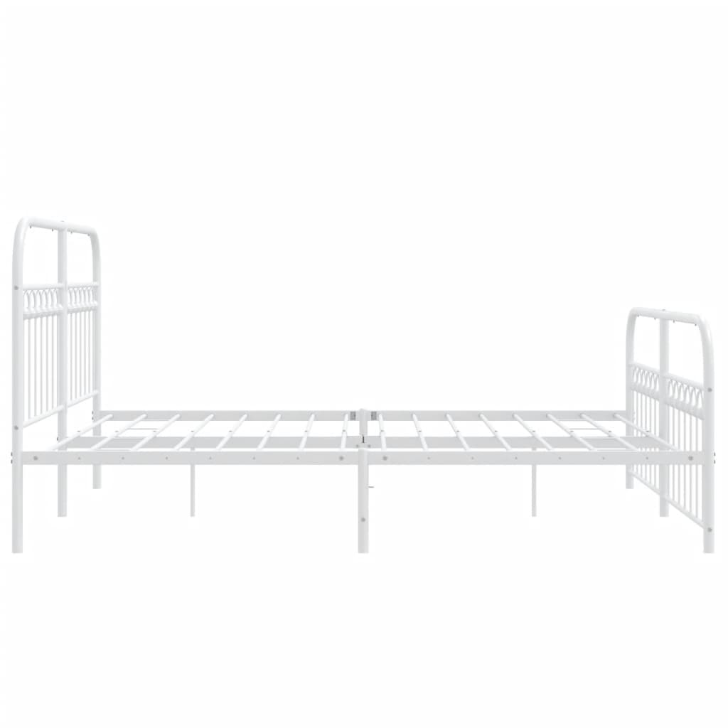 Bed frame with head and footboard metal white 150x200 cm