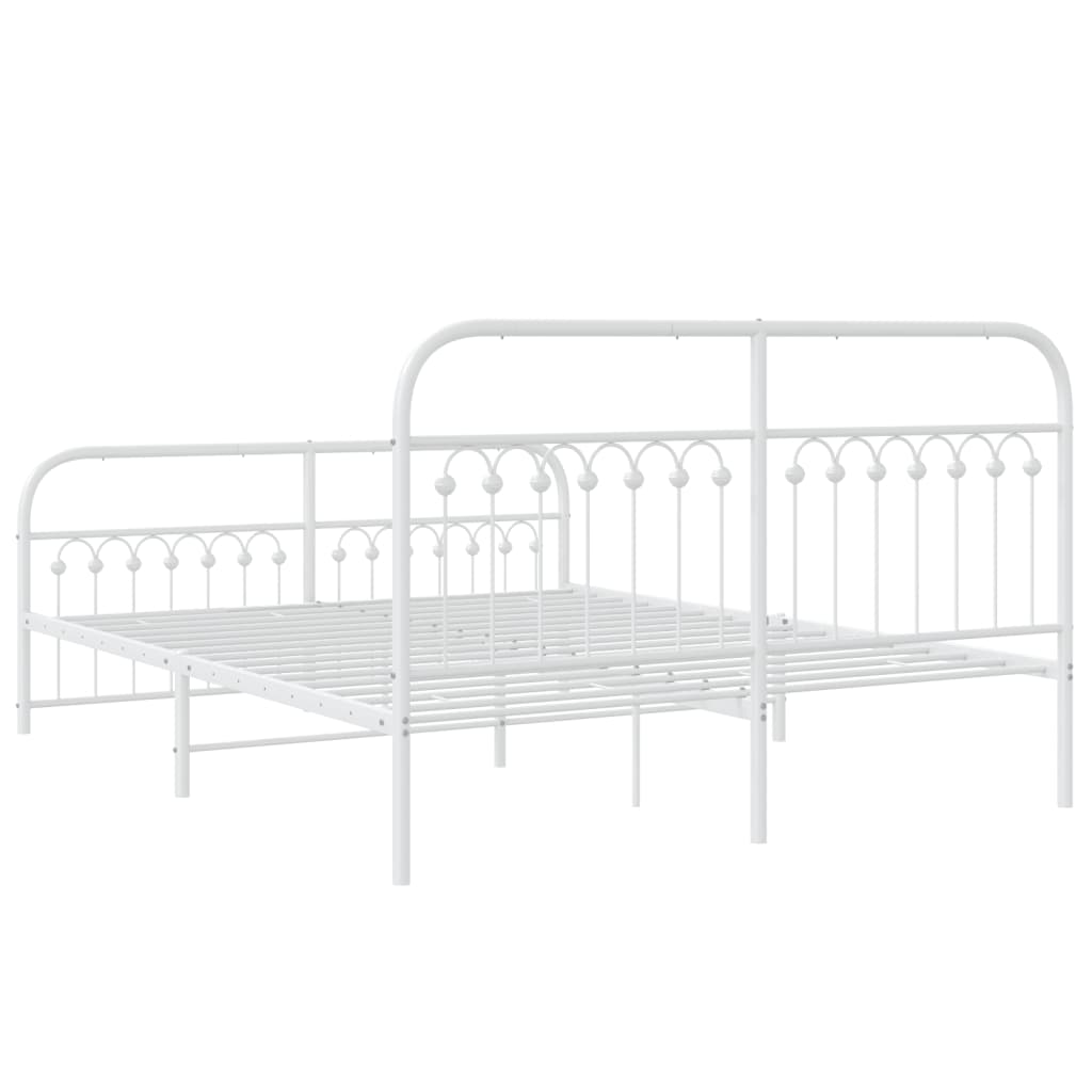 Bed frame with head and footboard metal white 150x200 cm