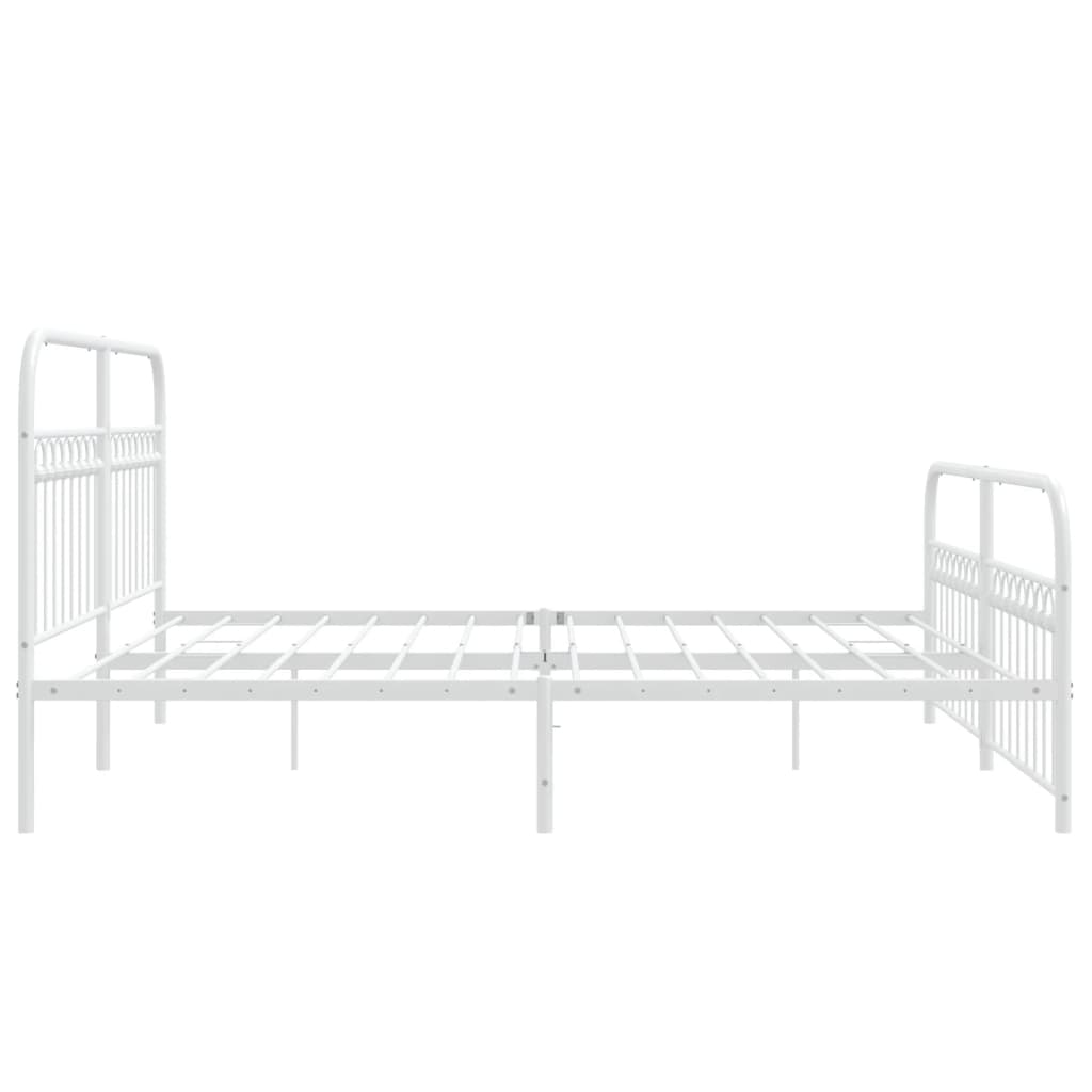 Bed frame with head and footboard metal white 183x203 cm