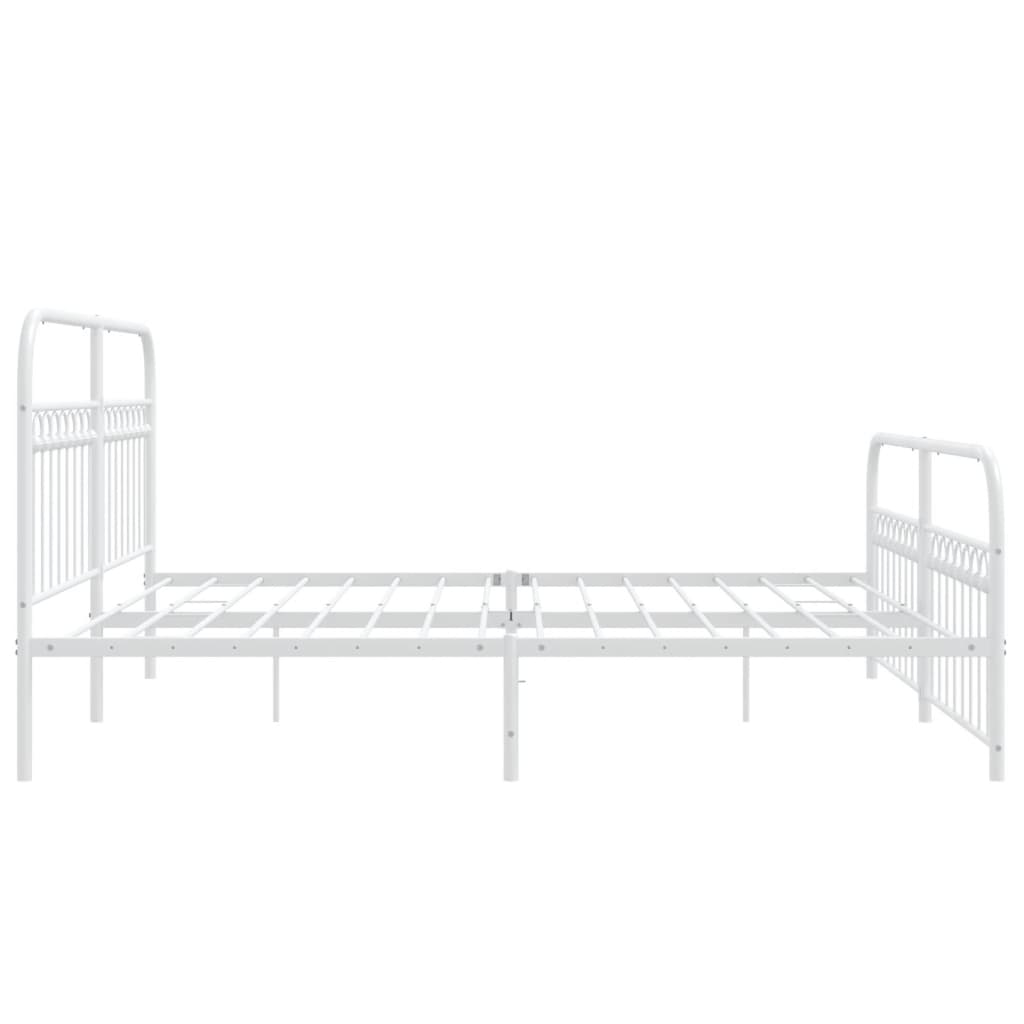 Bed frame with head and footboard metal white 183x213 cm