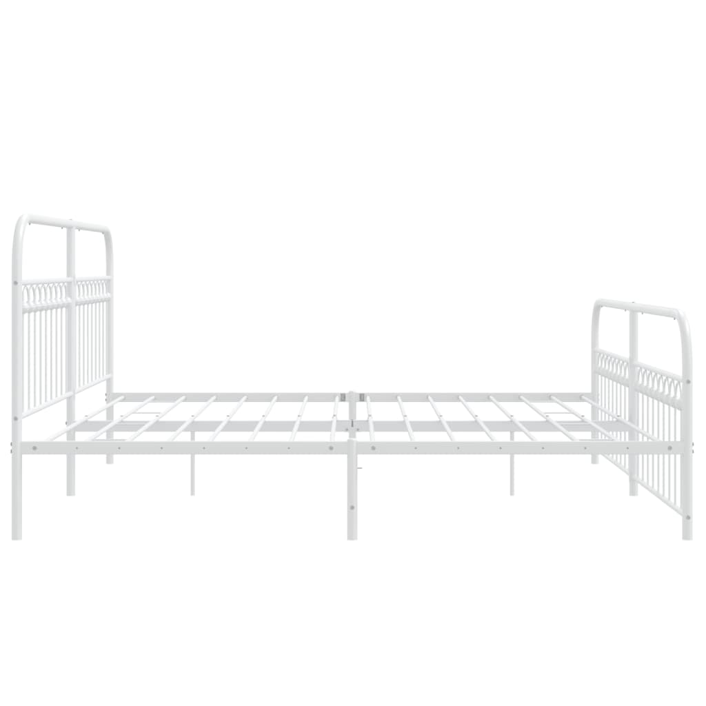 Bed frame with head and footboard metal white 193x203 cm