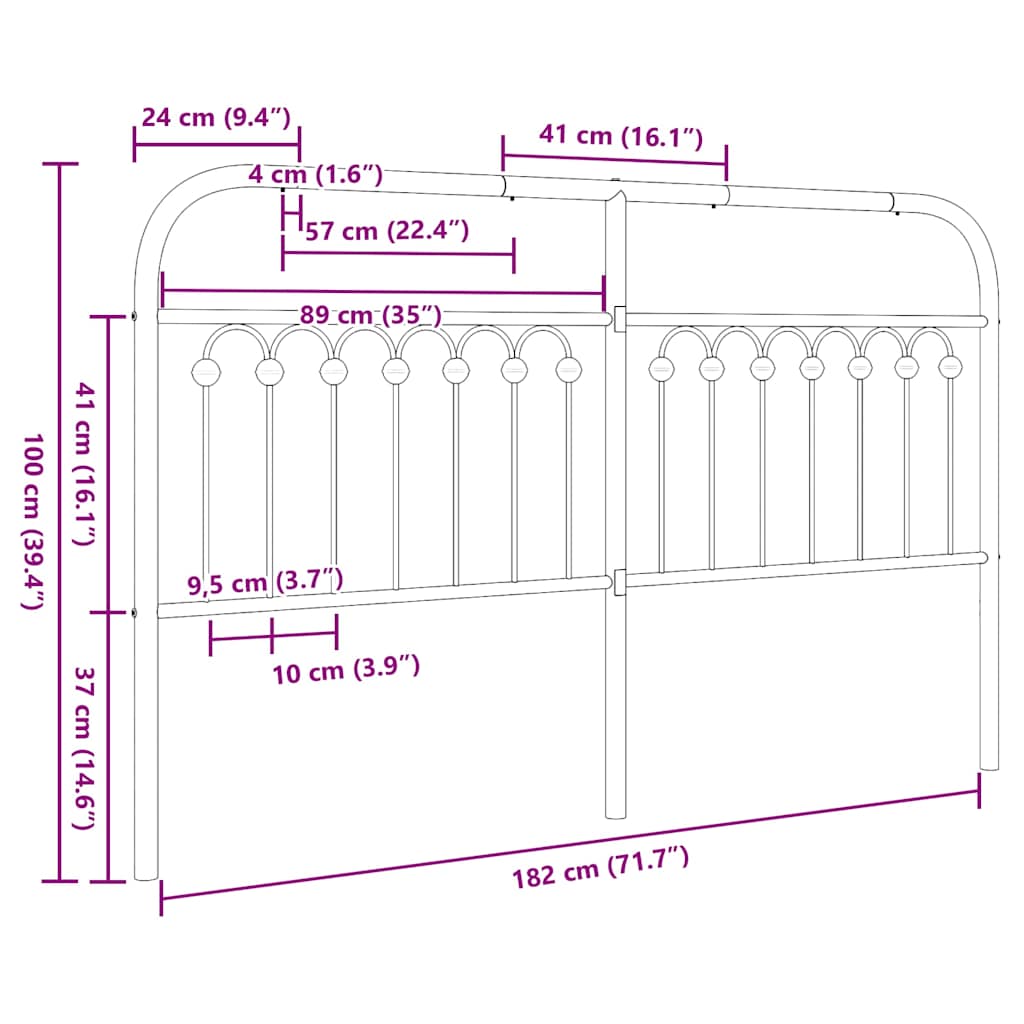 Ersatz-Kopfteil Metall Weiß 180 cm