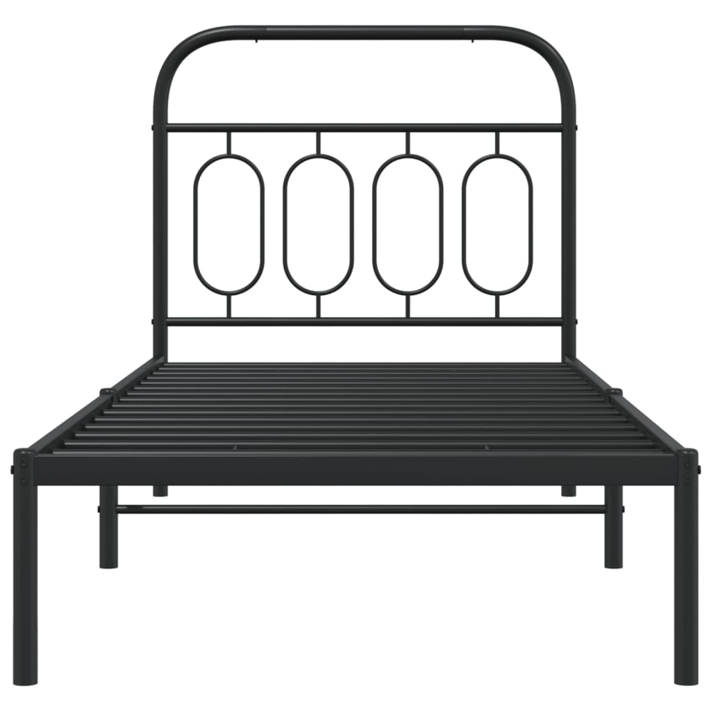 Bed frame with headboard metal black 80x200 cm