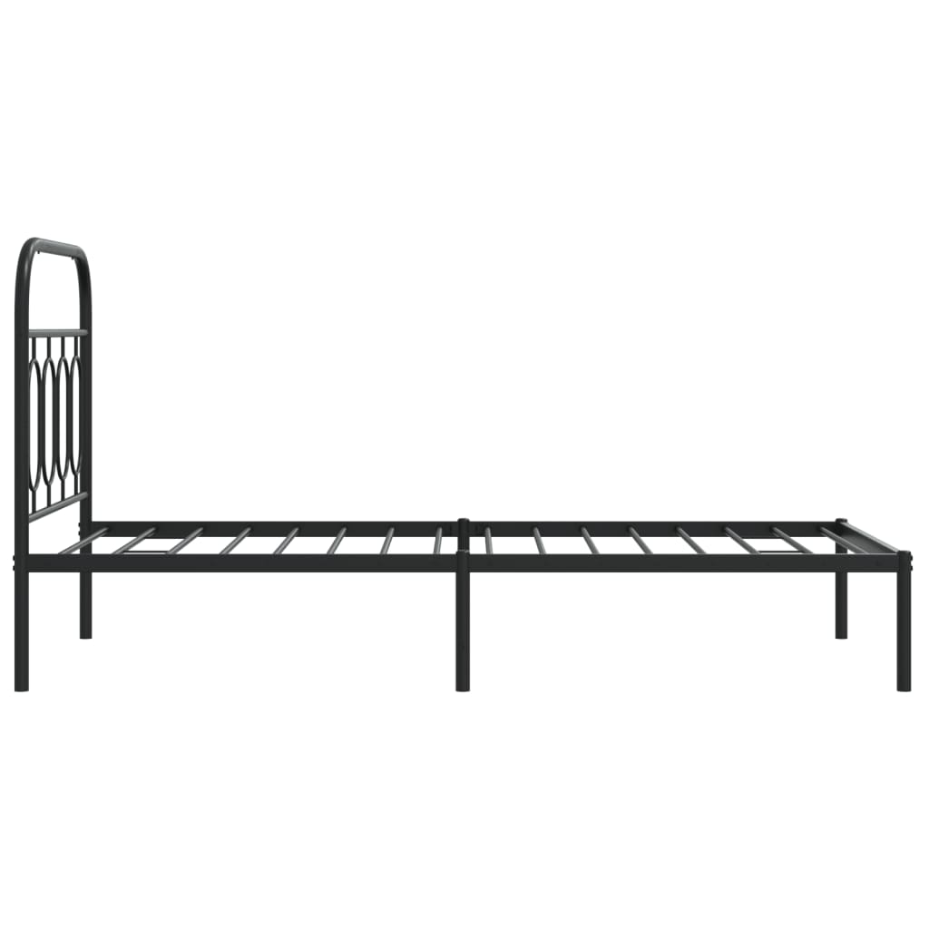 Bed frame with headboard metal black 80x200 cm
