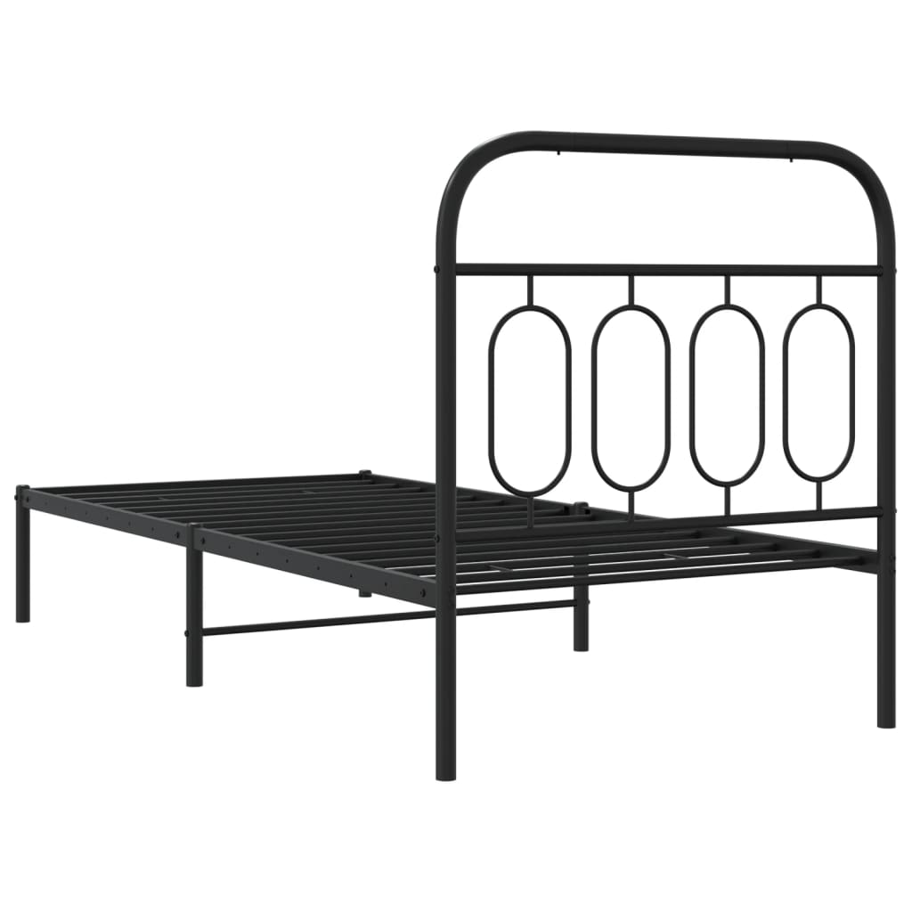 Bed frame with headboard metal black 80x200 cm