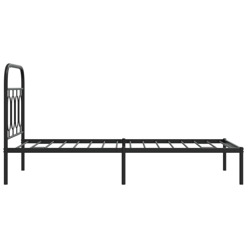 Bed frame with headboard metal black 90x190 cm