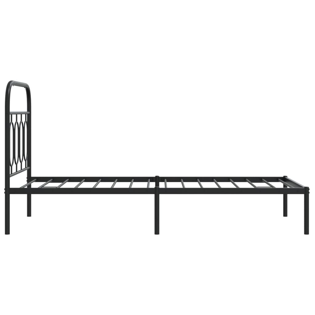 Bed frame with headboard metal black 90x200 cm