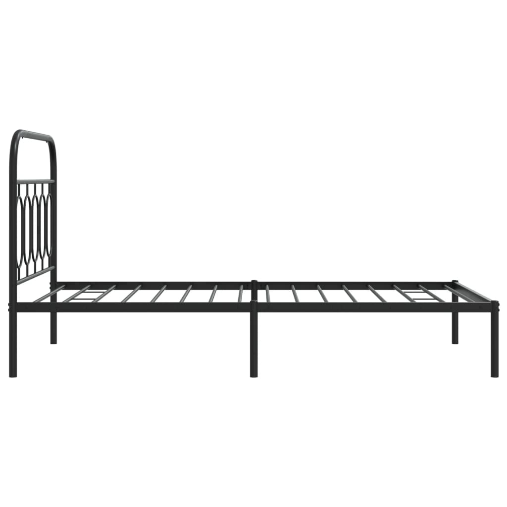 Bed frame with headboard metal black 100x190 cm
