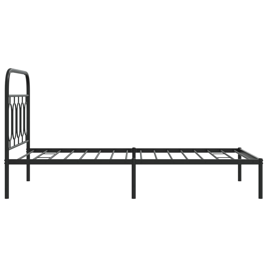 Bed frame with headboard metal black 107x203 cm