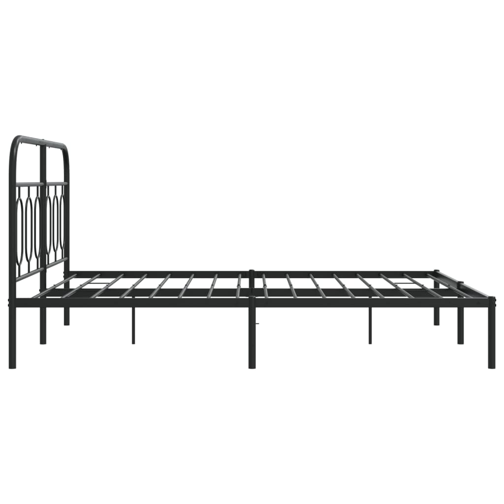 Bed frame with headboard metal black 135x190 cm