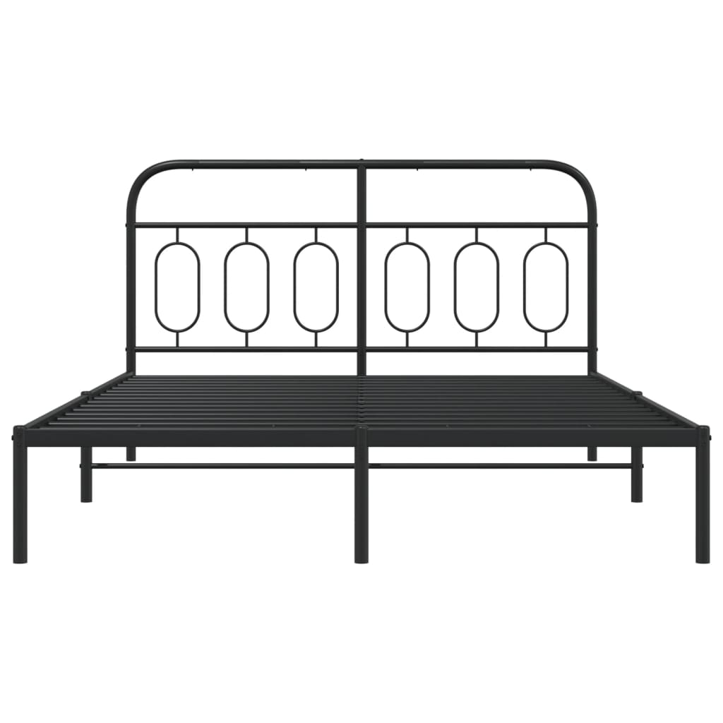 Bed frame with headboard metal black 140x190 cm