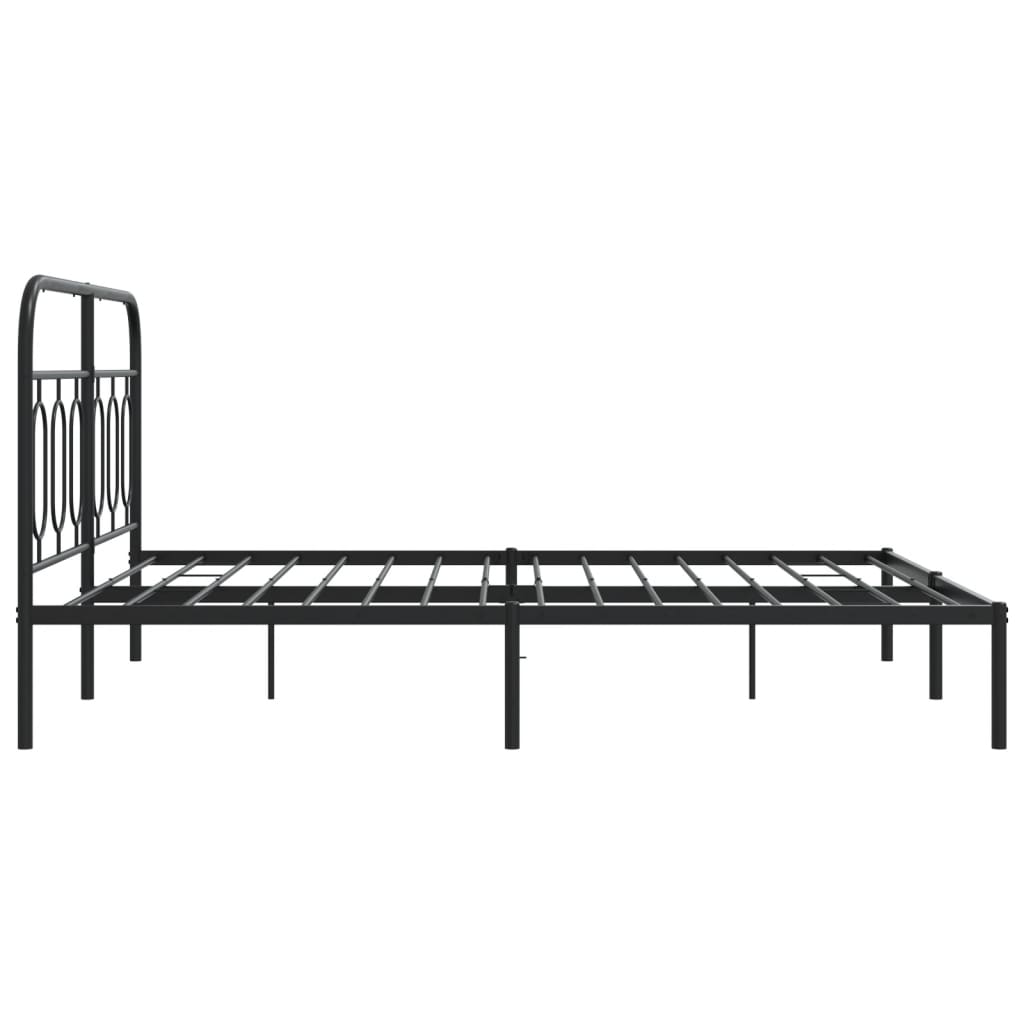 Bed frame with headboard metal black 140x190 cm
