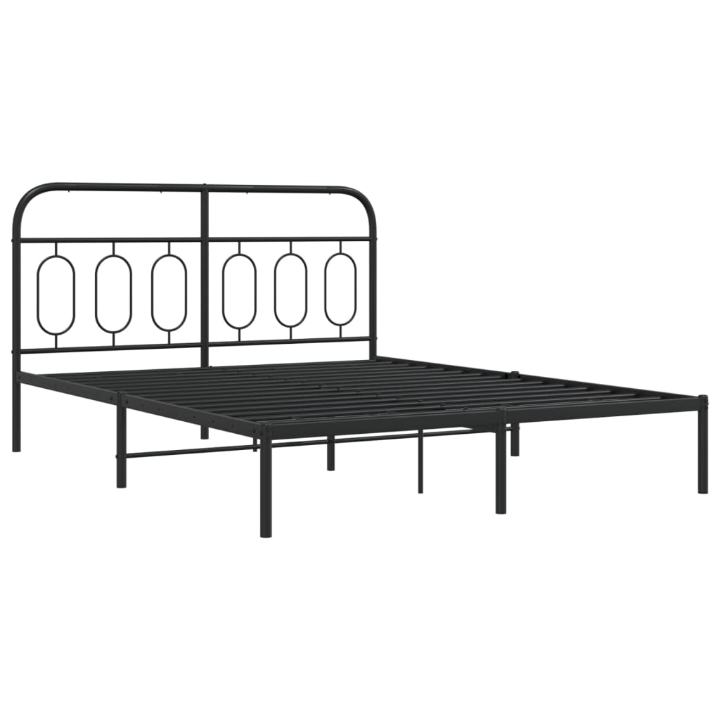 Bed frame with headboard metal black 140x200 cm