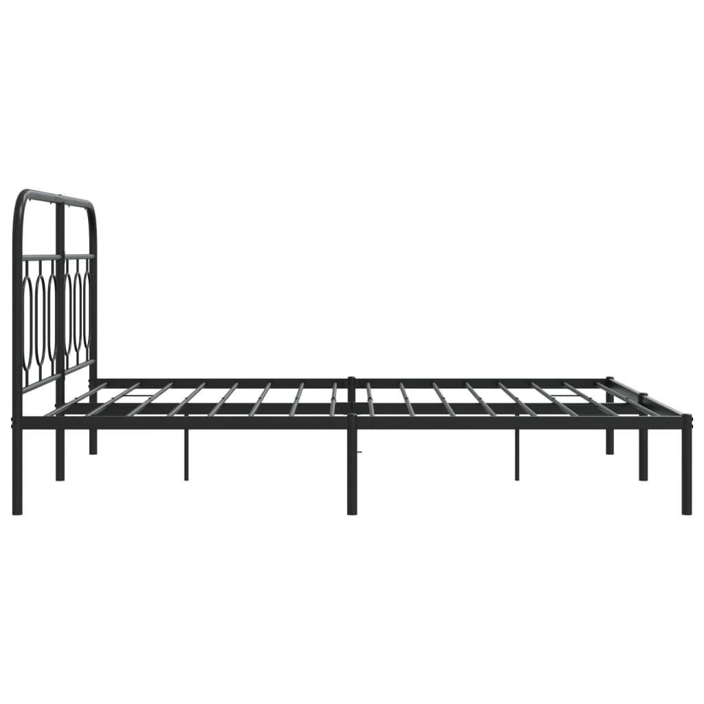 Bed frame with headboard metal black 140x200 cm