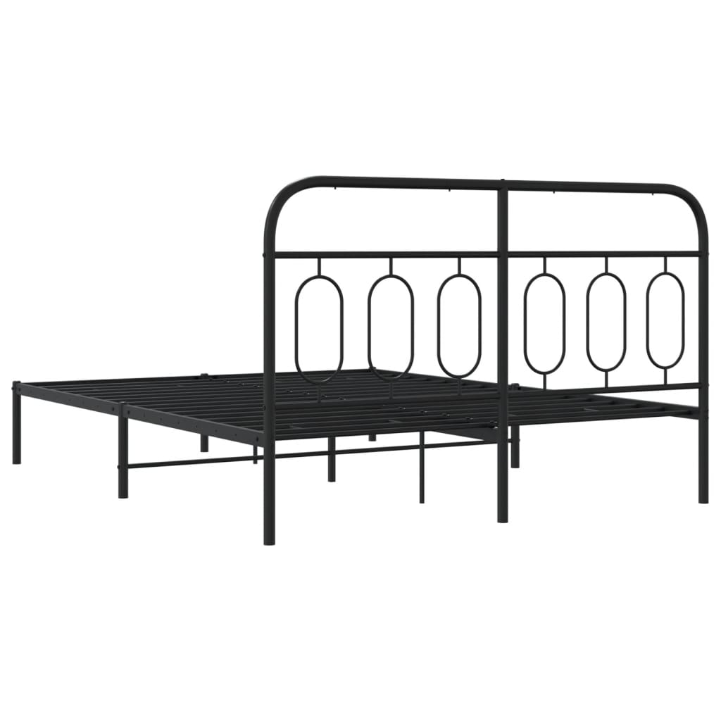 Bed frame with headboard metal black 140x200 cm
