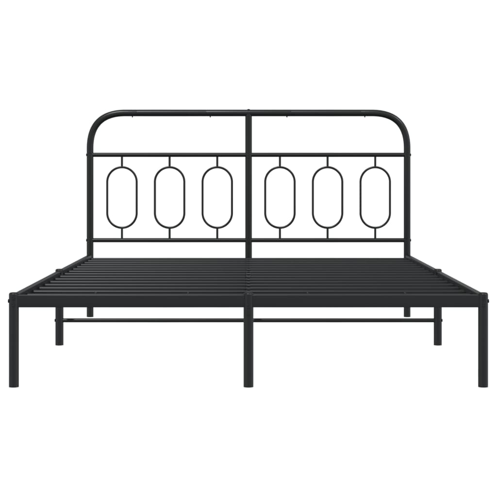 Bed frame with headboard metal black 150x200 cm