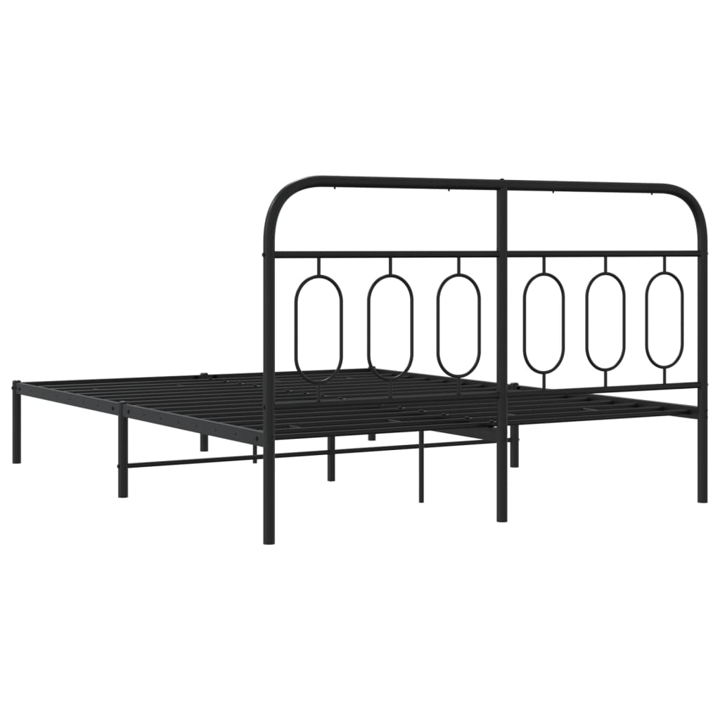 Bed frame with headboard metal black 150x200 cm