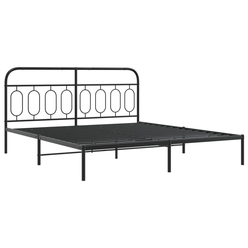 Bed frame with headboard metal black 180x200 cm