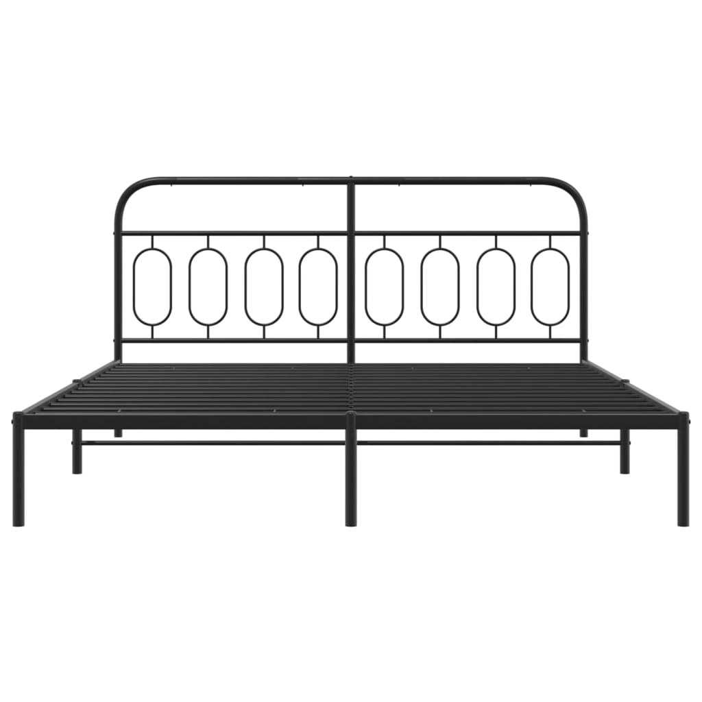 Bed frame with headboard metal black 180x200 cm