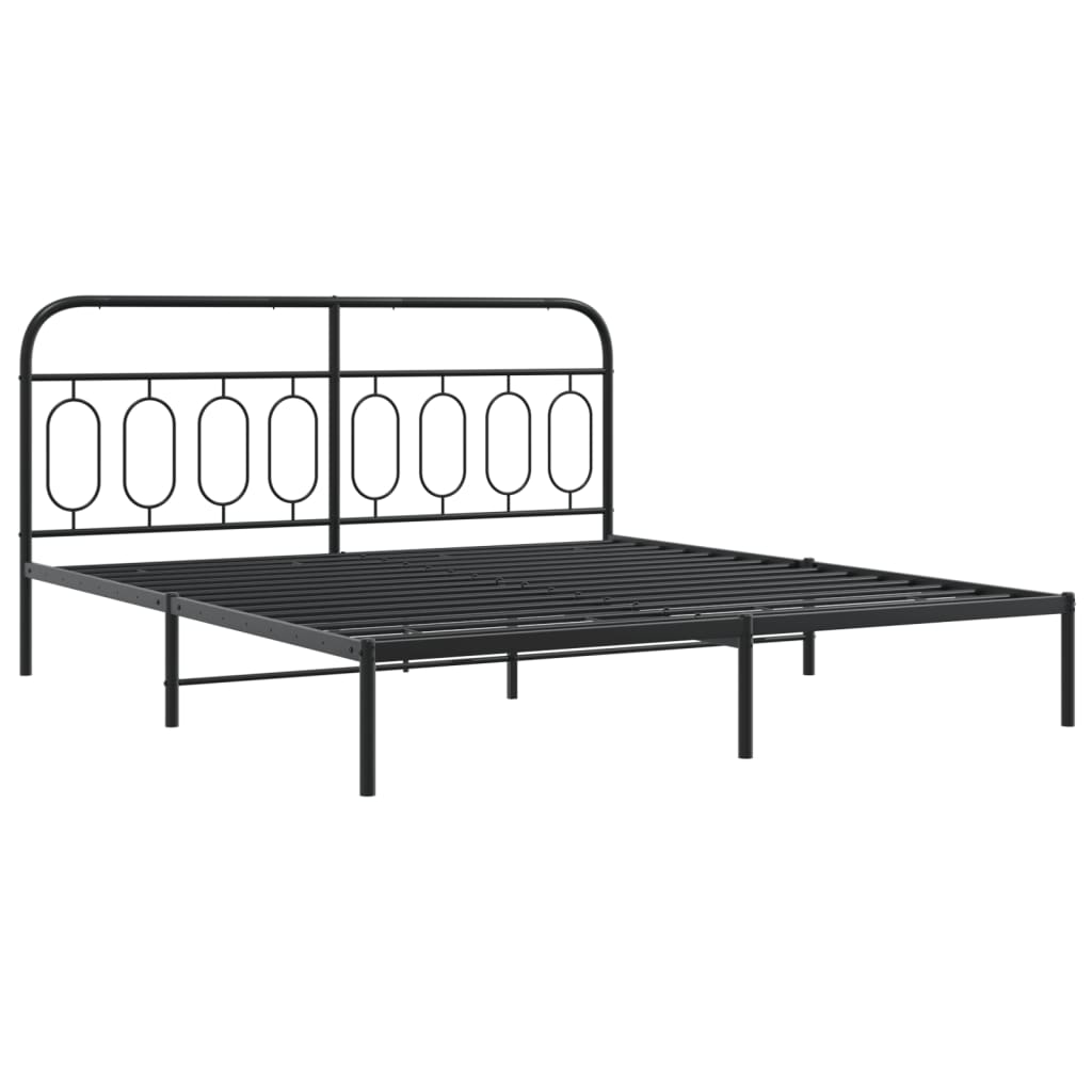 Bed frame with headboard metal black 183x213 cm
