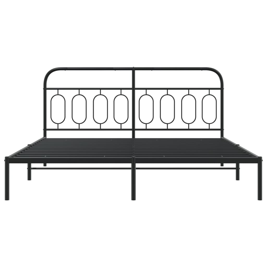 Bed frame with headboard metal black 183x213 cm