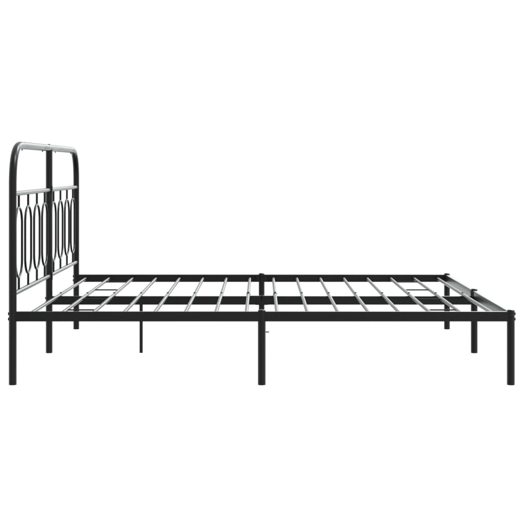 Bed frame with headboard metal black 183x213 cm
