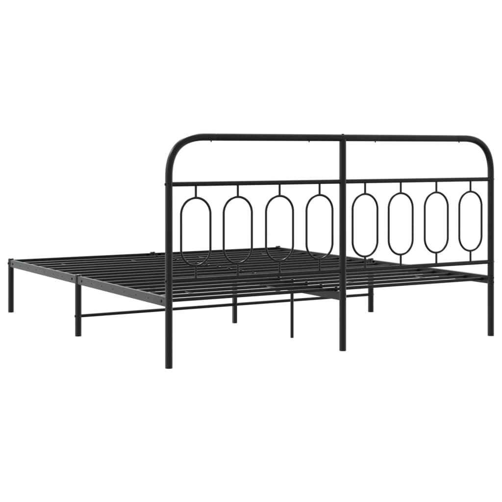 Bed frame with headboard metal black 183x213 cm