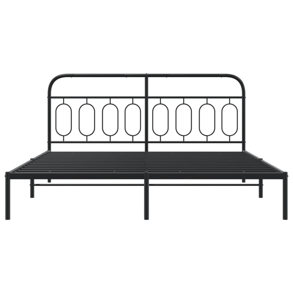 Bed frame with headboard metal black 193x203 cm
