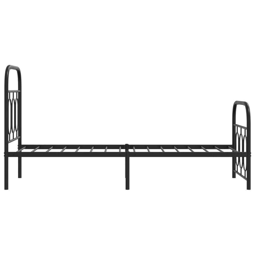 Bed frame with head and footboard metal black 75x190 cm