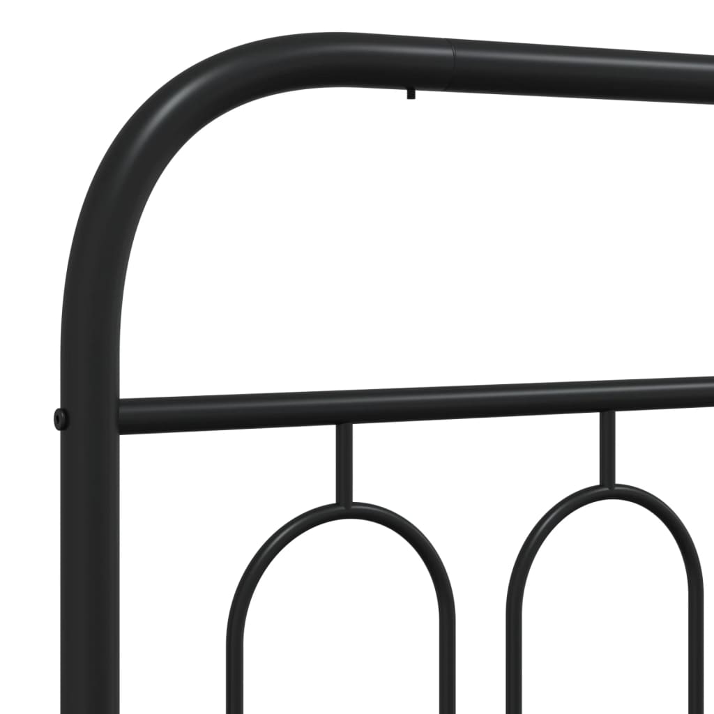 Bed frame with head and footboard metal black 75x190 cm