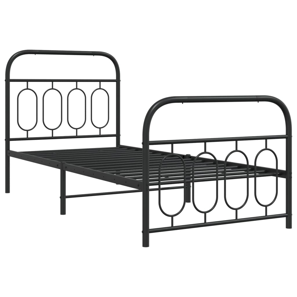 Bed frame with head and footboard metal black 80x200 cm