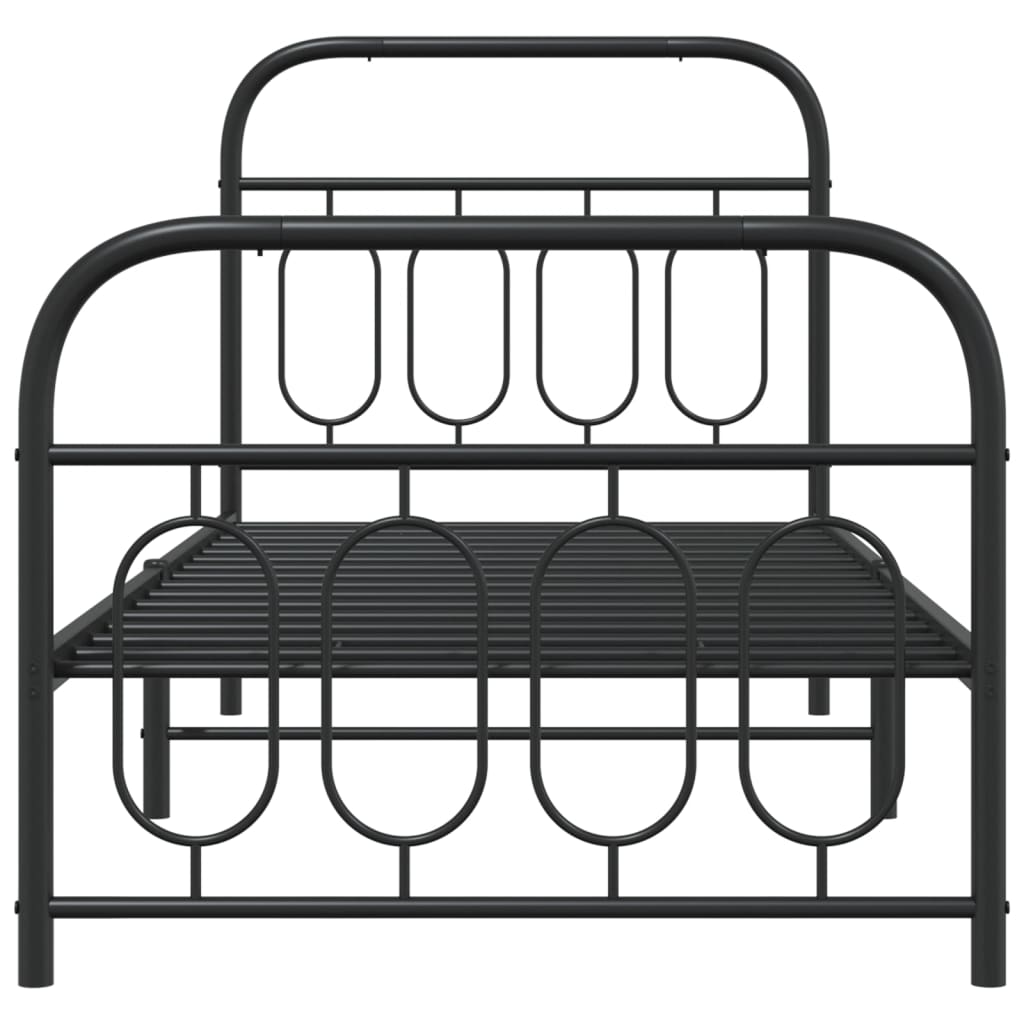 Bed frame with head and footboard metal black 80x200 cm